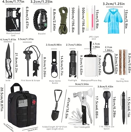 Miniatura 6 de Kit de supervivencia, 252 piezas de equipo de supervivencia con bolsa compatible con sistema Molle y tienda de emergencia, kit de emergencia para