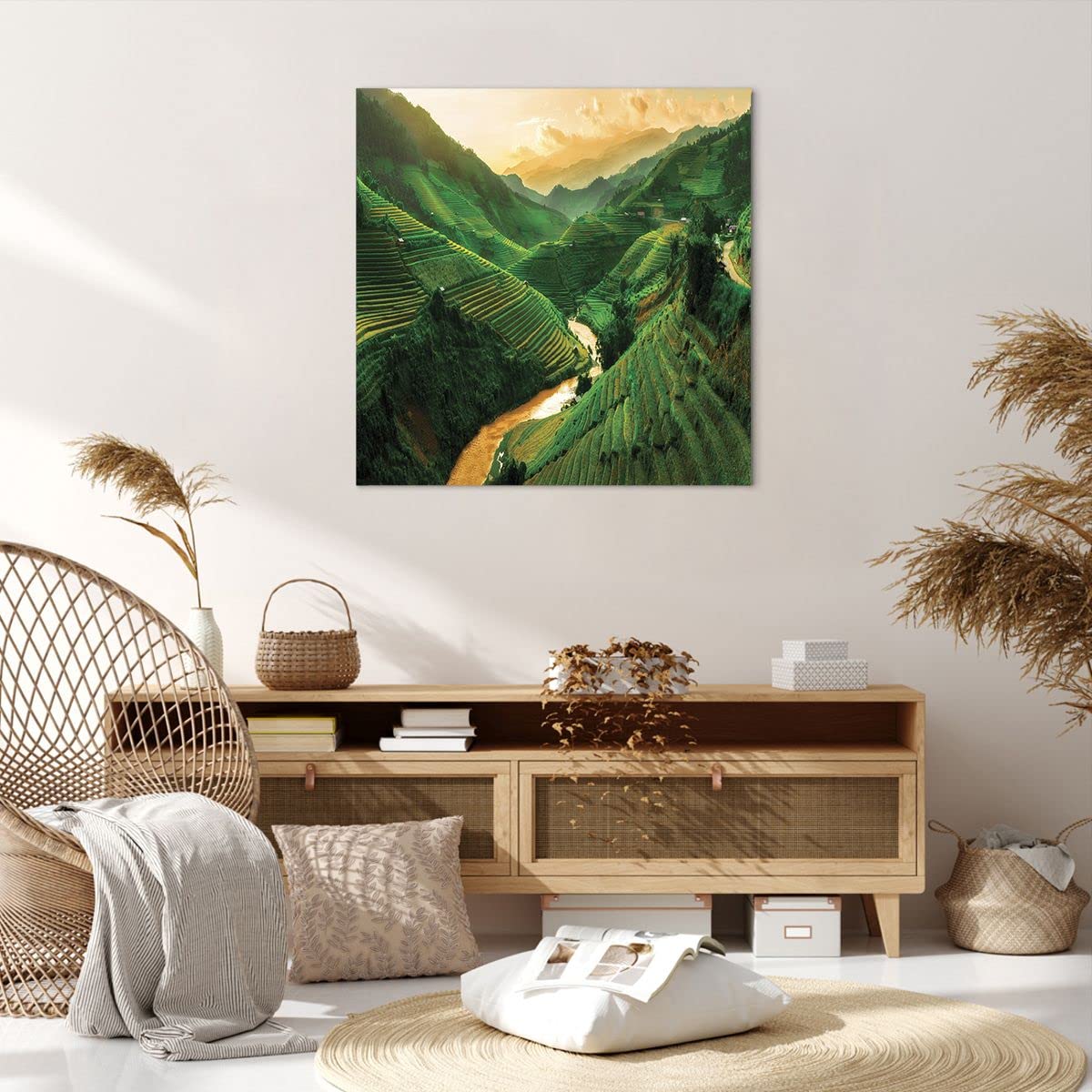 Tableau Toile 70x70cm Style Japon - Déco Murale Moderne Pour Salon Ou Chambre