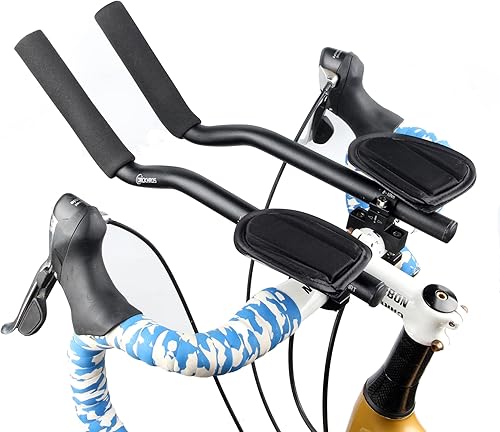 Miniatura 5 de Bike Aero Bars Barra de reposabrazos de aleación de aluminio para bicicleta de carretera Carreras de bicicletas TT Manillar Clip en Relajación