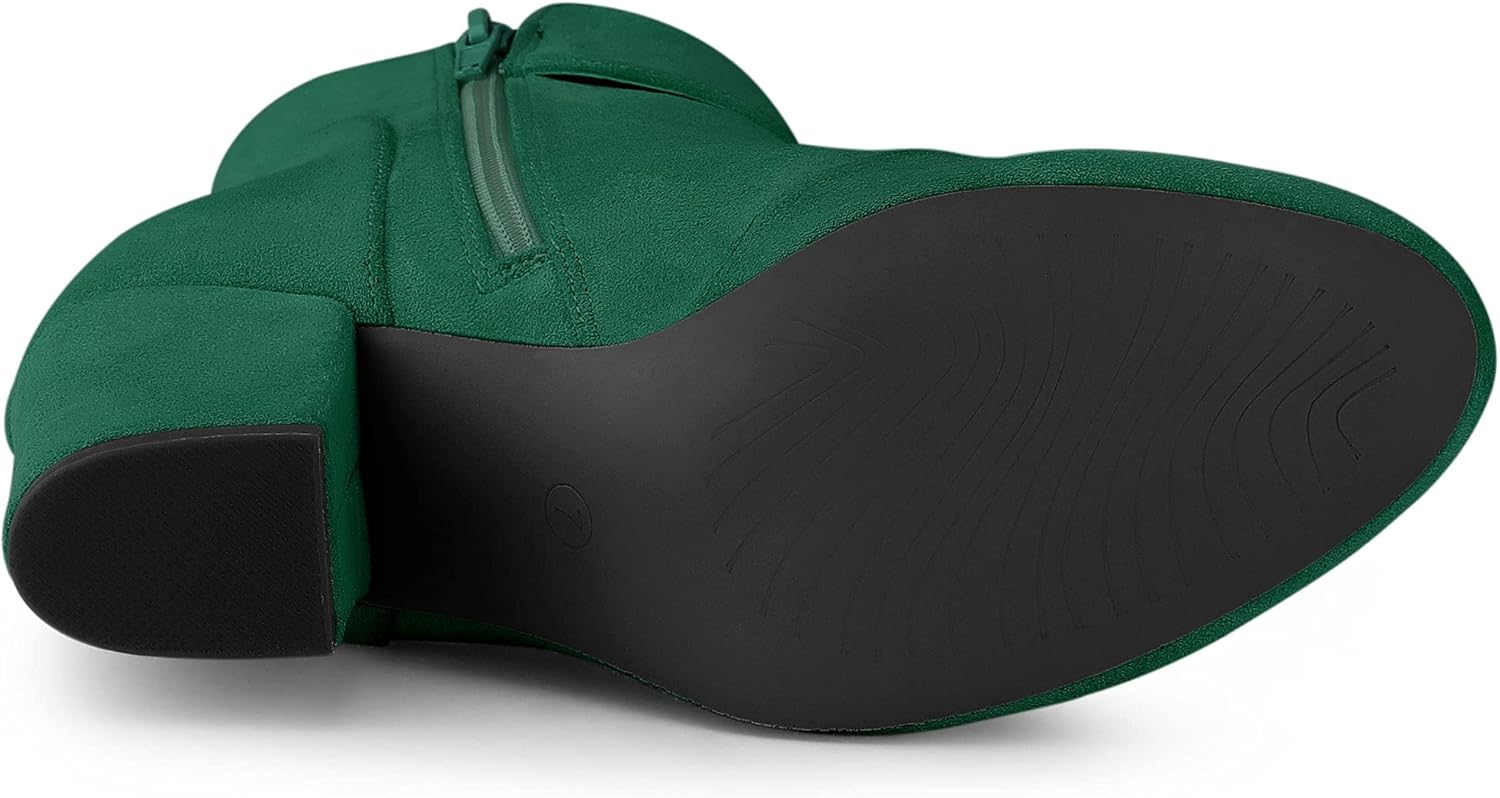 Allegra K Women's Round Toe Block Heel Emerald Green Ankle Booties 6 M US - Image 6