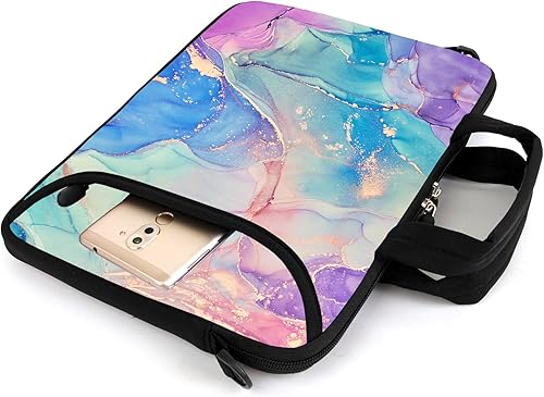 Miniatura 5 de AMARY 15.4" 15.6" laptop sleeve adjustable shoulder strap with handle accessory pocket for men women (Marble-1)
