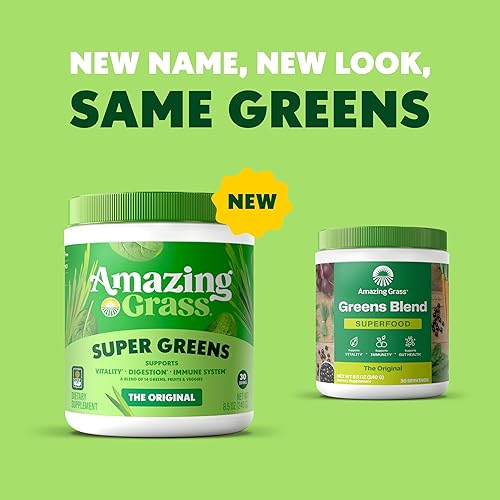 Miniatura 24 de Amazing Grass Greens Blend Superfood - Polvo de vegetales con espirulina, alfalfa, raíz de remolacha, enzimas digestivas y probióticos, original
