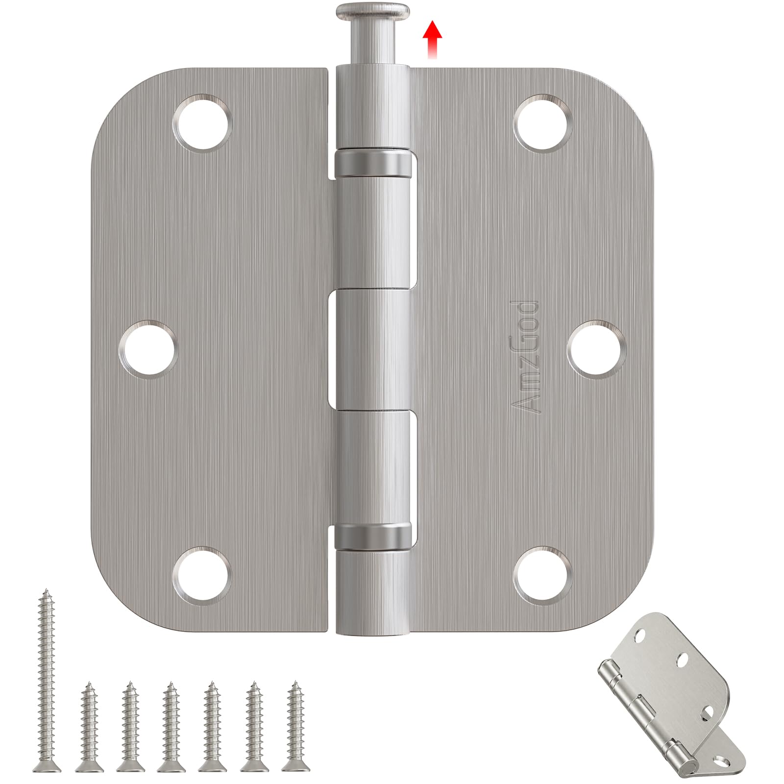 Door Hinges Brushed Nickel - 3 Pack Satin Nickel 3.5 Inch Rounded Interior Door Hinges with 5/8" Radius - Flat Iron Residential Standard 3 1/2 Inches Silver Door Hardware — Amazon image 8
