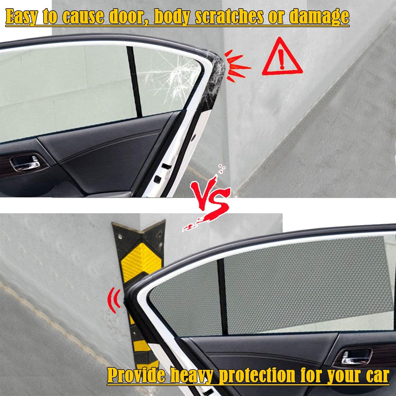 Protector de parachoques de goma para puerta de coche con protector reflectante de borde de esquina, protectores de pared gruesos para garaje anticolisión (100 cm x 10 cm)