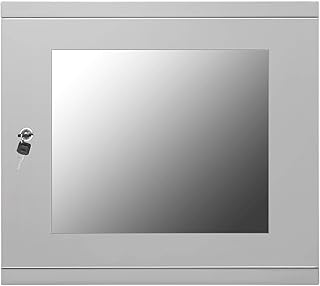 LMS Data Server Rack Data Cabinet - 9U 450mm Deep Wall Mounted 19 Inch Grey Storage Rack for Home, Office, Server Room Computer Equipment with Glass Door, Removable Side Panels, Front-Rear Lockable