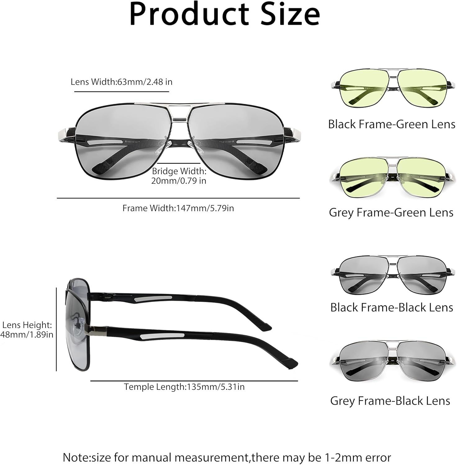 Polarized Photochromic Sports Sunglasses for Men UV-Protection Day & Night Driving Glasses - Al-Mg Metal Ultralight - Image 6