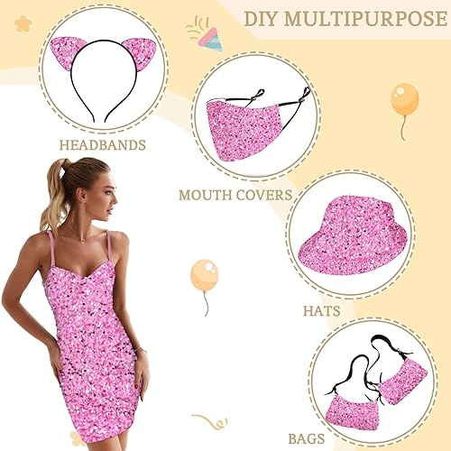 Miniatura 9 de MODFUNS The Yard - Tela de terciopelo de lentejuelas azul rey de 4 yardas, tela elástica con purpurina metálica, material de lentejuelas metálicas