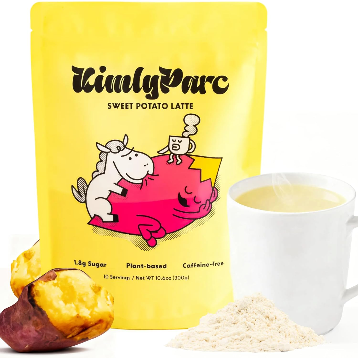 KimlyParc Korean Sweet Potato Latte Mix, 10 oz — Real Goguma Powder, Allulose Sweetened, Vegan, Caffeine Free, Dairy Free, Gluten Free — Hot or Iced (10 servings)