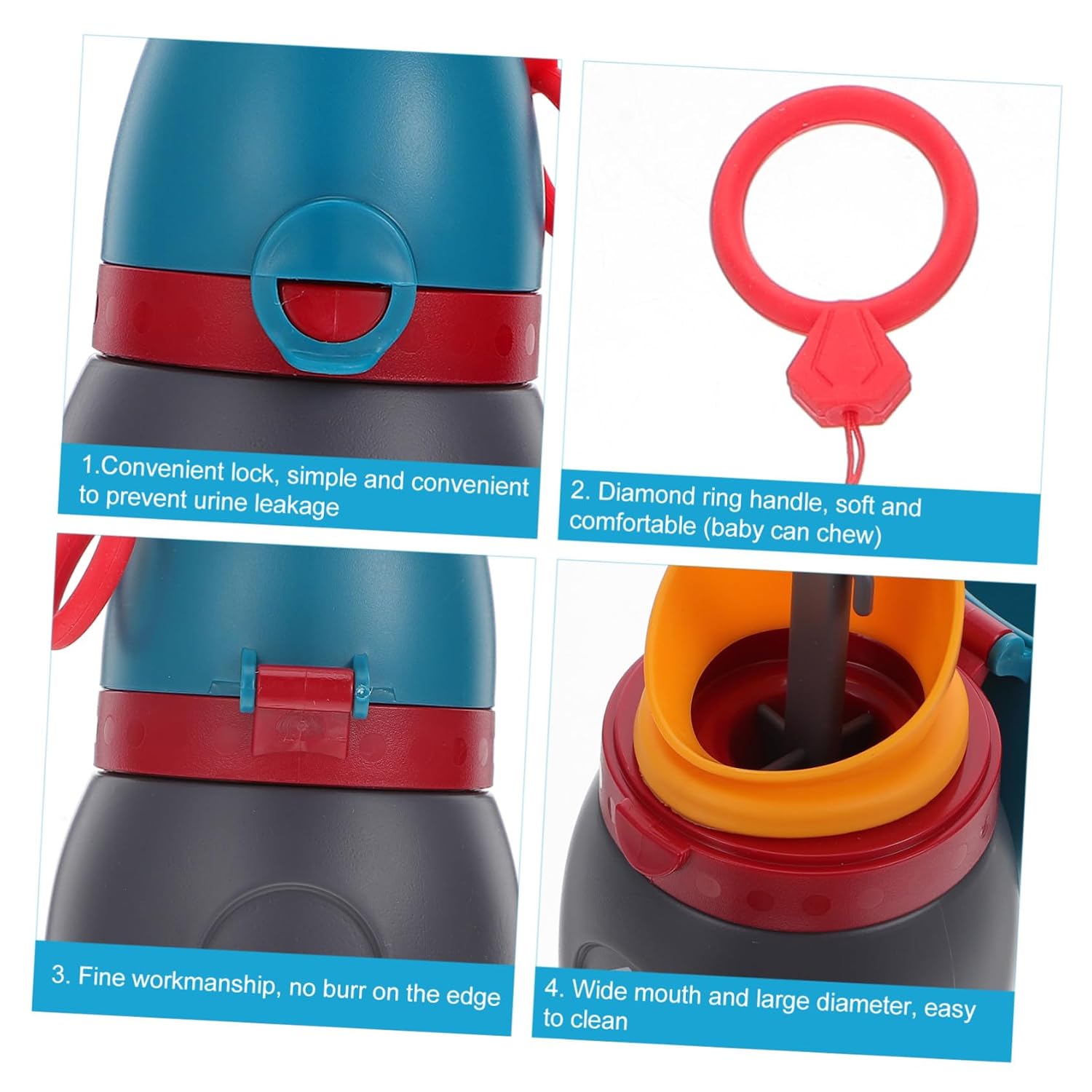 Portable Travel Potty Urinal Bottle for Boys and Leakproof Emergency Potty Cup with Spout Lightweight and Reusable Car Camping Toilet