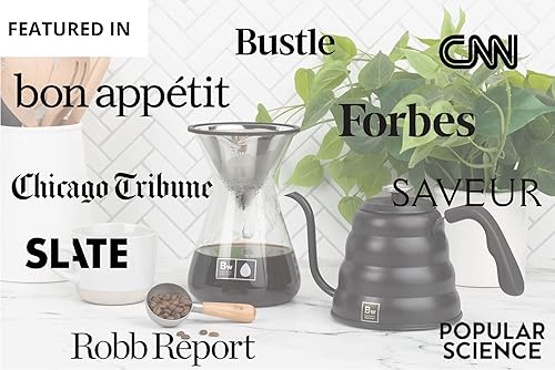 Miniatura 6 de Barista Warrior Juego de cafetera para verter sobre – El kit de verter incluye jarra de vidrio grande, filtro gotero reutilizable y cuchara de café