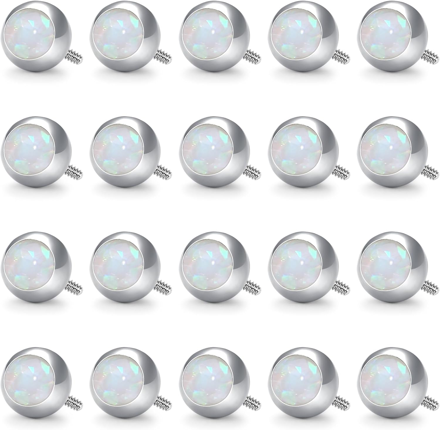 VCMART 14G 5mm 8mm Replacement Balls Externally Threaded Piercing Balls for Tongue Nipple Navel Belly Button Rings Industrial Barbell Piercing Surgical Steel Body Piercing Jewelry Parts