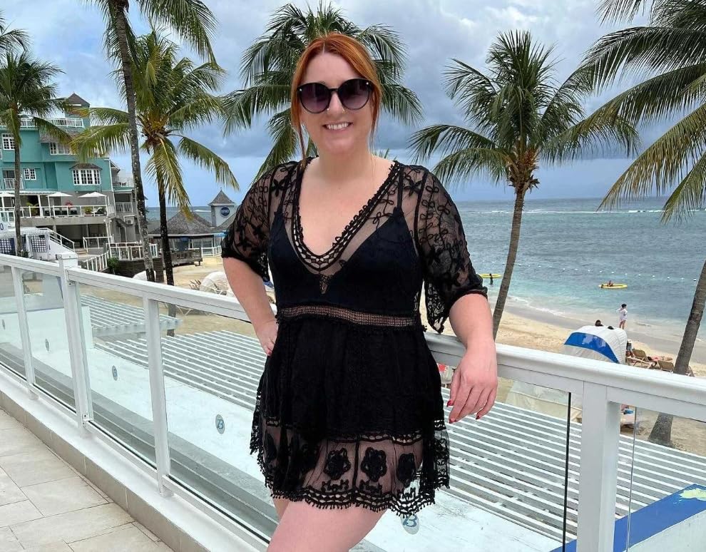 Moss Rose Women's Lace Bathing Suit Cover Up V-Neck Coverups Swimwear Swimsuit Swim Beach Dress Beachwear3