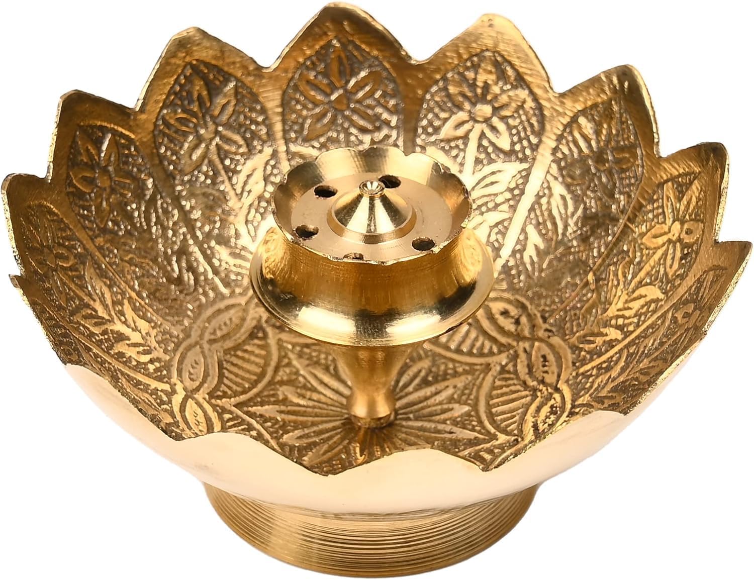 Aditri Creation Brass Incense Holder Lotus Stick Incense Burner and Cone Holder with Ash Catcher Agarbatti Stand, Holder Artistic Lotus Flower Censer Plate Tray for Pooja Decoration(Golden)(4 Inches)