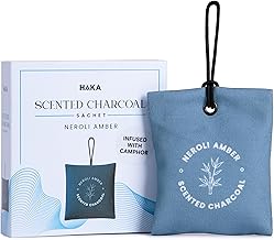 Haka Camphor Charcoal Aroma Sachet for Wardrobe & Cupboards | Keeps Clothes Fresh, Dry & Odour-Free | Moisture Control+Aroma Boost | Long-Lasting Natural Sachet for Cupboards | Pack of 1, Neroli Bloom