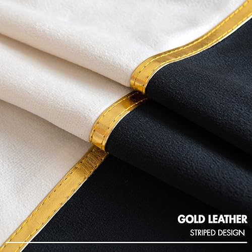 Miniatura 3 de Paquete de 2 fundas de cojín decorativas de terciopelo con funda de almohada de cuero dorado, funda de cojín suave y sólida, funda de cojín cuadrada