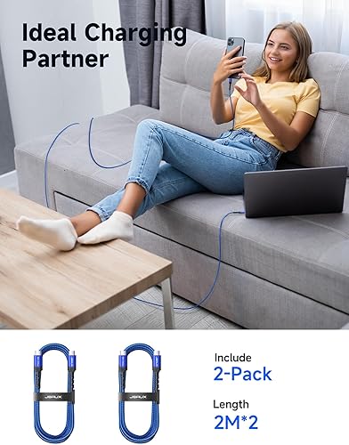 Vista 78 de JSAUX Cable USB C a USB C de 100 W para iPhone 17, cable de carga USBC tipo C 5A de carga rápida compatible con iPhone 17 Air 16 15 Pro Max Samsung
