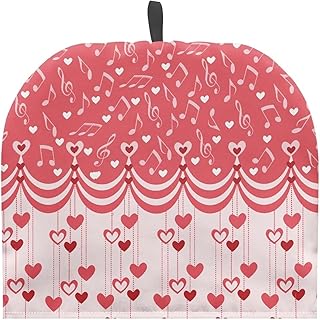 TODIYADDU Red Music Notes Tea Cozy for Tea Lovers Love Heart Print Teapot Cozies Dust Cover with Portable Loop Large Kettle Cover Keep Breakfast Warmer Kitchen Home Decor for Mom, Wife, Friends