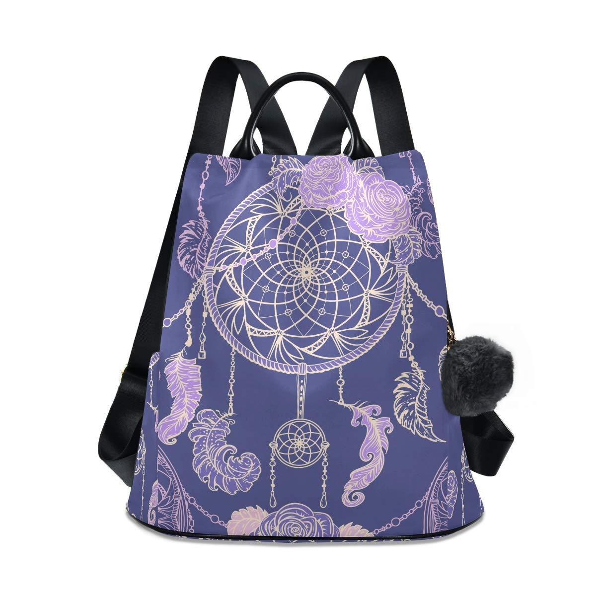 ALAZA Dream Catcher Roses Leaves and Feathers Trips Hiking Camping Rucksack Pack for Women