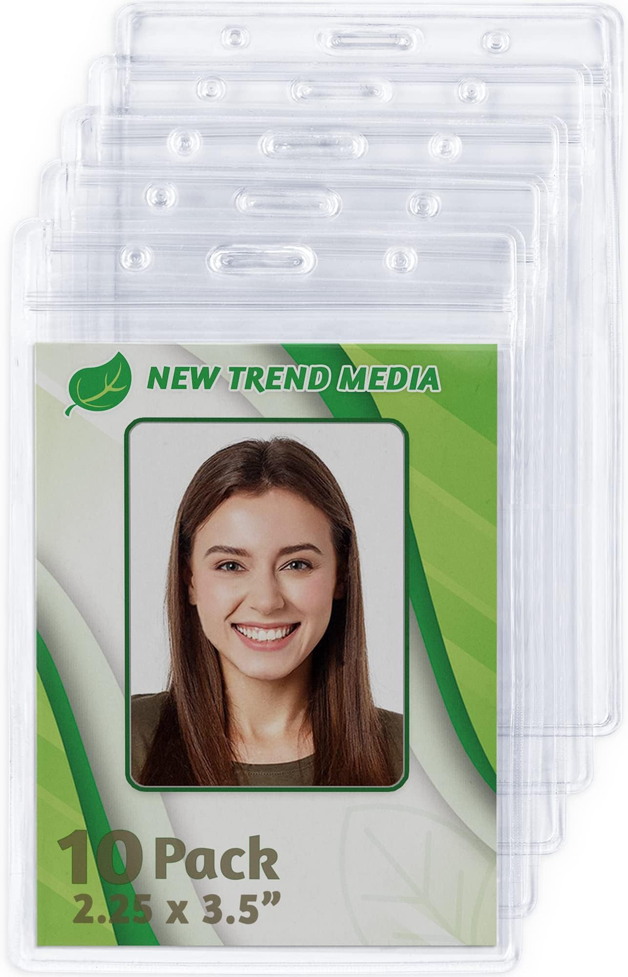 EcoEarth - Vertical Card Protector w/Soft Edge - Premium Tier Sealable 2.25x3.5 Inch, 10 Pack - Waterproof ID Badge Holder - Plastic Name Tag Holder Bulk