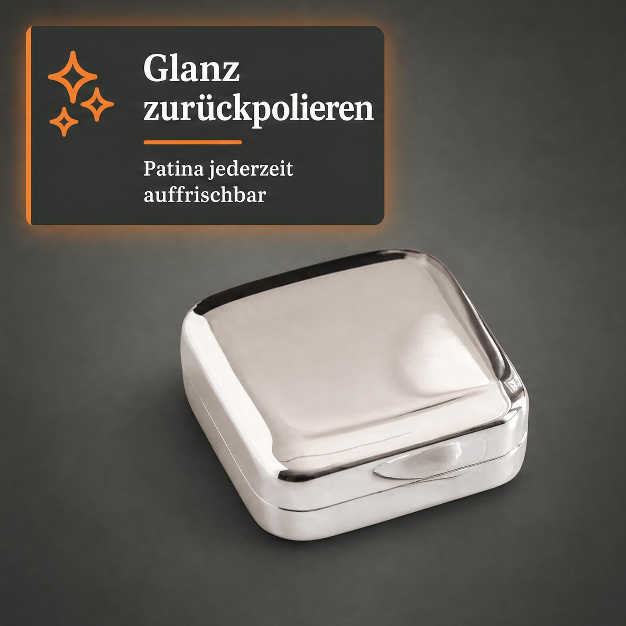 TORQUATO Pillendose Pure, versilbertes Messing, flach für Jackentasche
