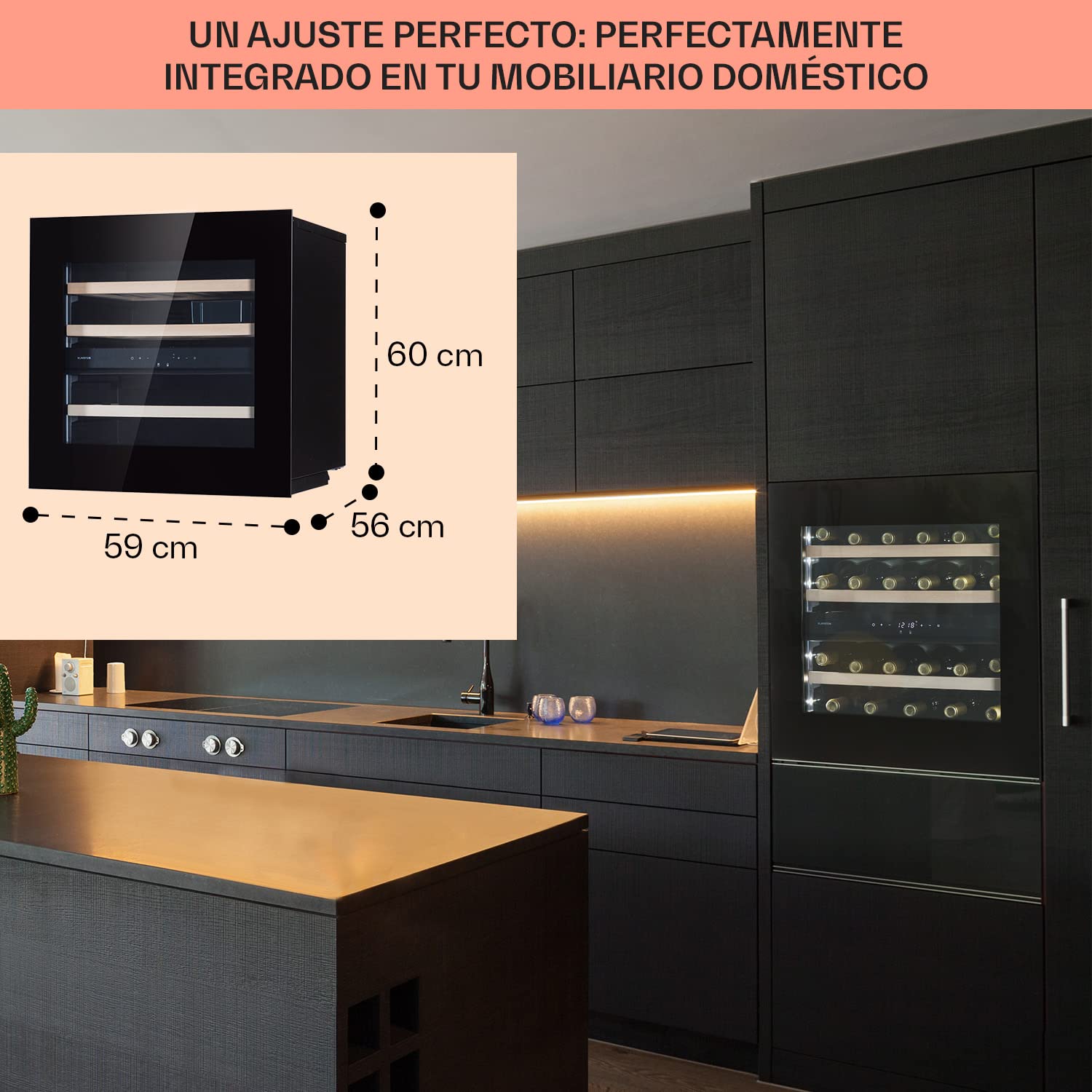 Klarstein Vinoteca de Pie, Nevera para Vinos de Dos Zonas Refrigeración, Nevera para Cervezas Pequeña de Interior/Exterior Puerta de Cristal, Nevera Protección UV, 5-18°C, Botellero 25 Botellas