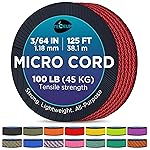 TECEUM Micro Paracord - Crimson - 1.18 mm x 125 ft - Micro Utility Cord - Thin Braided Paracord Rope Nylon Polyester - Wind Chime Replacement - Survival Strong String 324c