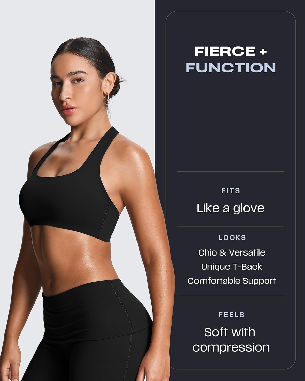 Aoxjox Women's Workout Sports Bras Fitness Training Gym Athlenza T-Back Bra Lumastretch™ Yoga Crop Tank - Image 2