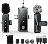 Vista 11 de Micrófono Lavalier inalámbrico para iPhone, Android, Plug-Play, paquete de 2 mini micrófonos profesionales con reducción de ruido, micrófono de clip
