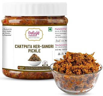 Delight Foods Rajasthani Marwari Pickles and Chutney -Kair Ker Sangri Achaar Pickle 300g | Pure Mustard Oil Sarson Ka Tel