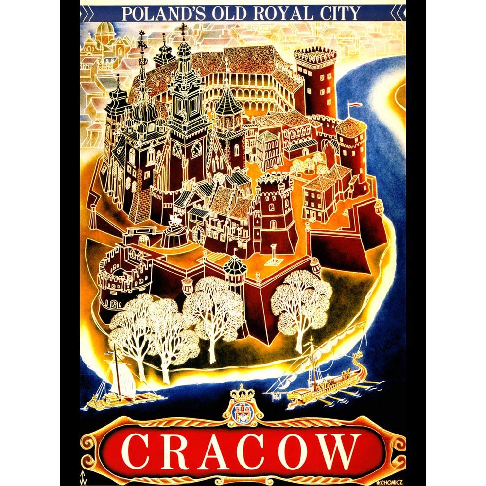 Wee Blue Coo Travel Tourism Krakow Poland Wawel Hill Cathedral Castle Poland Art Print Poster Wall Decor 12X16 Inch