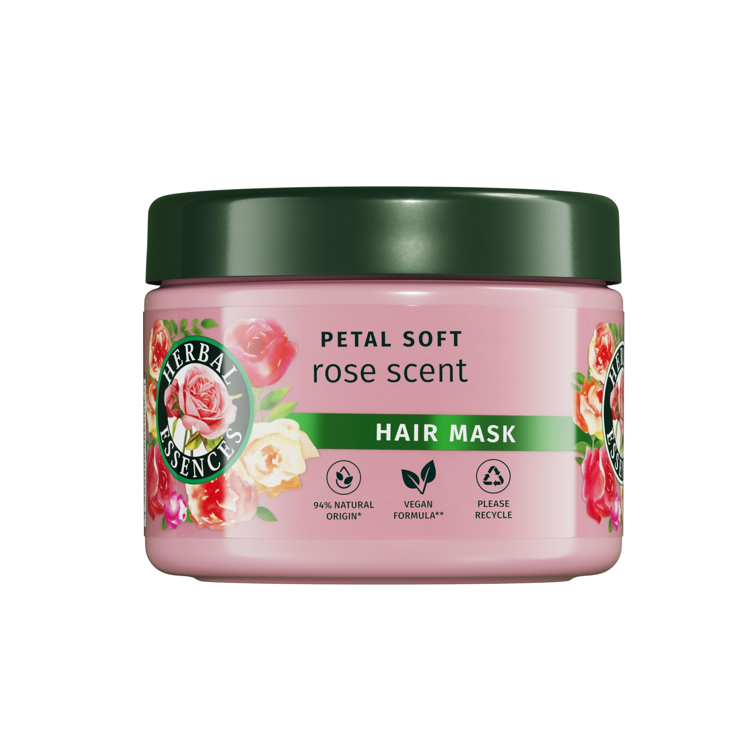 Herbal Essences Douceur Masque Parfum Rose 500ml Aide à Rendre les Cheveux Soyeux et Hydratés, Mélange d'Ingrédients d'Origine Naturelle et d'Essence de Rose, Végan