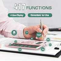 Vista 3 de Calculadoras científicas recargables para estudiantes, calculadora científica plegable rosa 991ES MAX con bloc de notas, calculadoras de ciencia