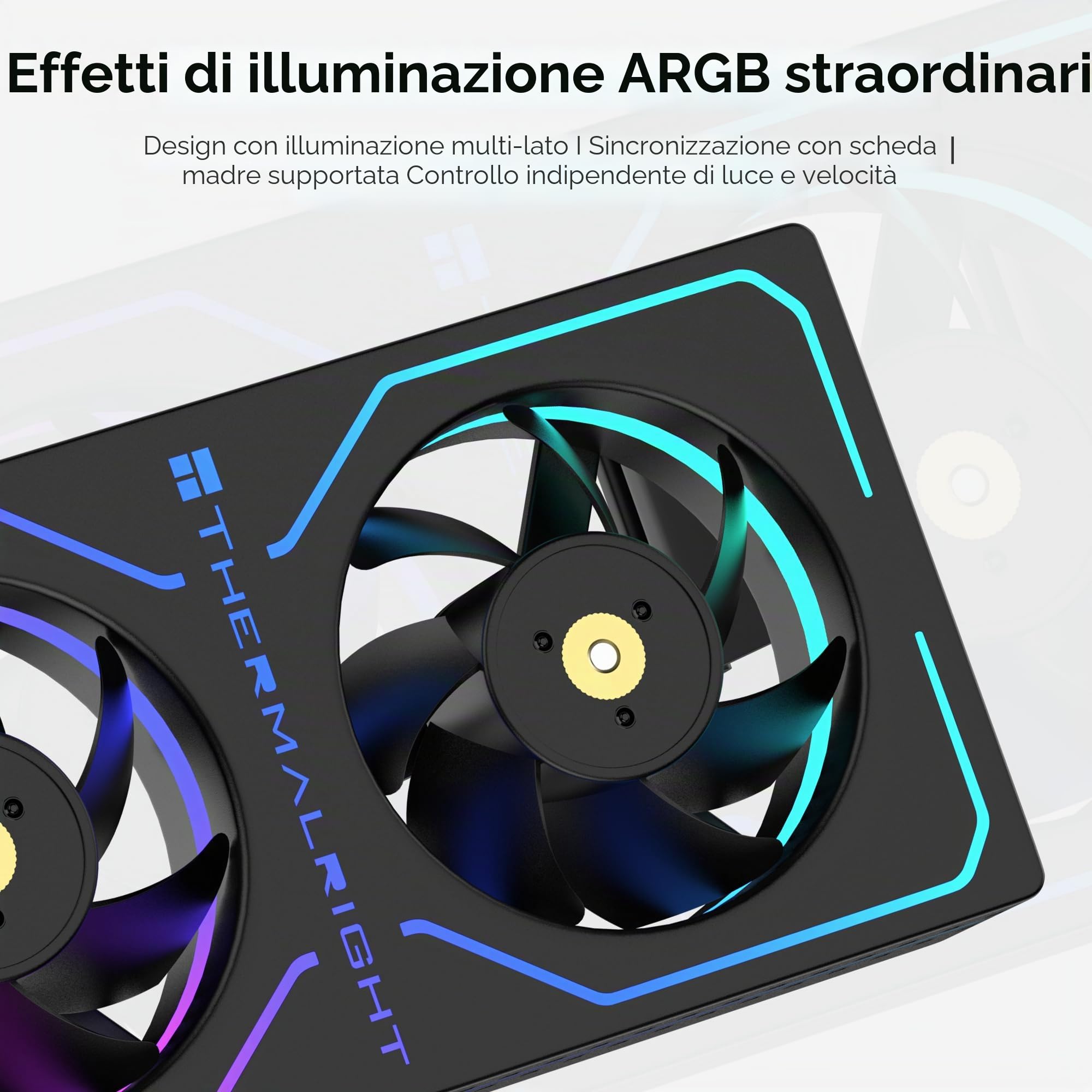 Thermalright Raffreddatore RAM MC-2 ARGB, ventola di raffreddamento attiva a doppia ventola, PWM 3200 giri/min, 5 V 3 PIN ARGB, raffreddamento RAM clip-on a basso rumore per DDR/DDR2/DDR3/DDR4/DDR5