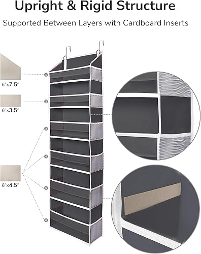 Miniatura 6 de ULG Organizador sobre la puerta con 6 bolsillos grandes, 12 bolsillos laterales, capacidad de peso de 50 libras, organizador para colgar en la