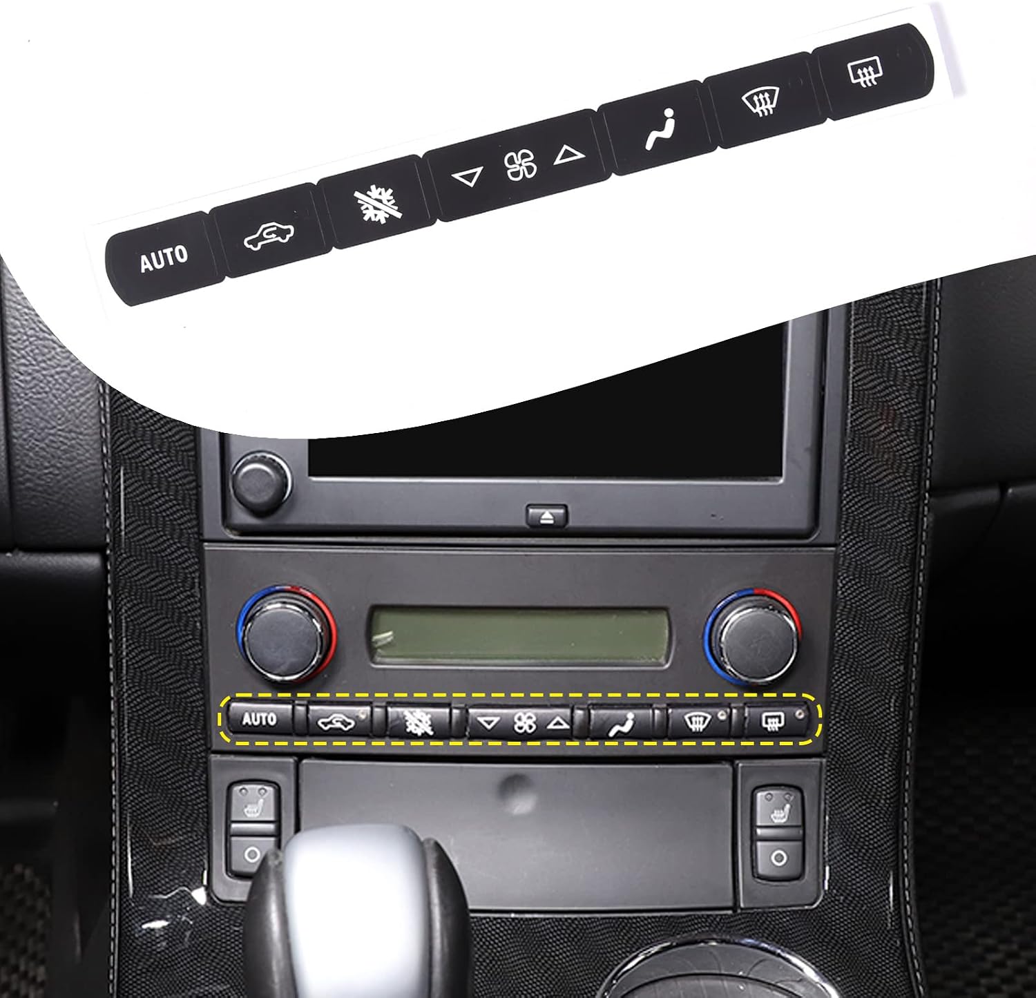Lcojicep Car Dash Button Repair Kit, Ruined Faded Interior Button Repair Sticker， Air Conditioner Dash Button Decals Stickers Compatible with Chevrolet Corvette C6 2005-2013