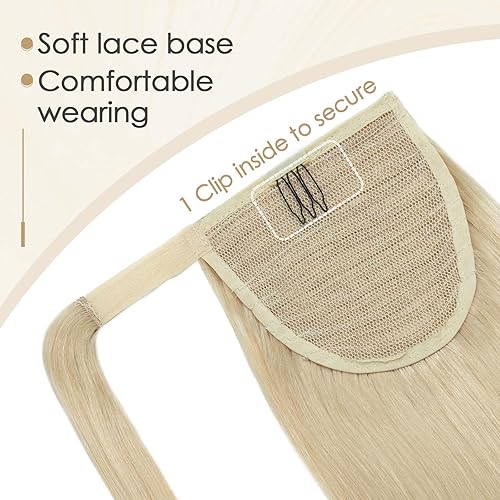 Miniatura 5 de Benehair Extensión de cola de caballo envolvente con pasta mágica, cabello humano real, cola de caballo natural, de 18 pulgadas de largo, lacio,