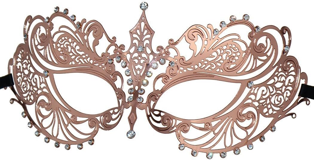 Thmyo Women's Laser Cut Metal Venetian Halloween Mardi Gras Party Mask(Rose gold) - Image 7