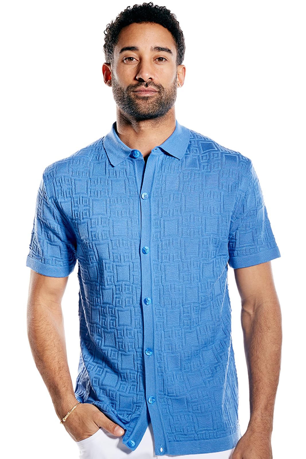 Men’s Short Sleeve Knit Sports Shirt - Modern Polo Vintage Classics: Multi Stripes