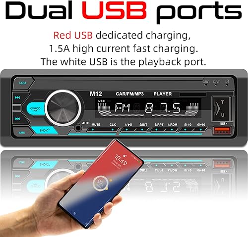 Miniatura 4 de Radio de automóvil DIN individual con Bluetooth estéreo de automóvil con radio de automóvil FMcontrol de voz Estéreo de automóvil con llamadas manos