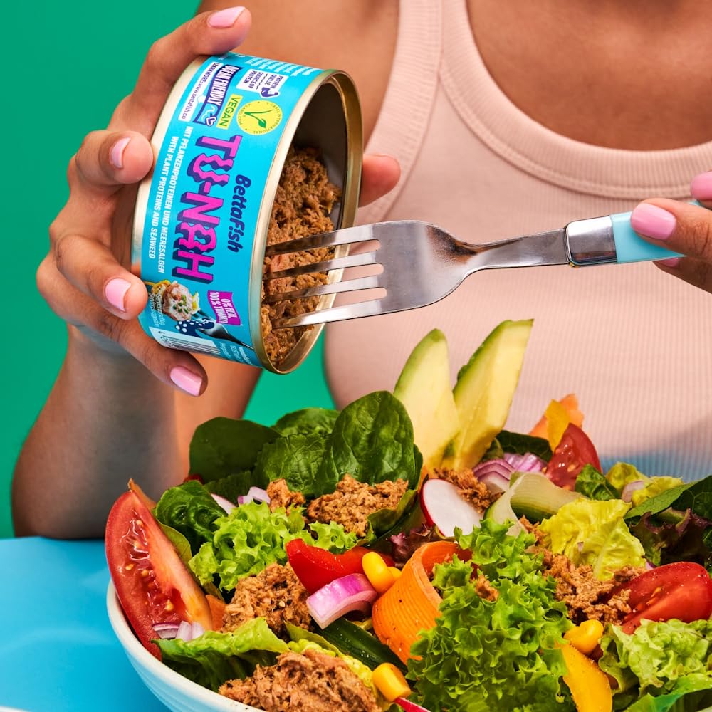 BettaF!sh TU-NAH - Repuesto para atún (6 x 140 g, sustituto vegano, rico en proteínas, Omega 3, vitamina B12, alternativa a pescado, sin soja, vegetariano