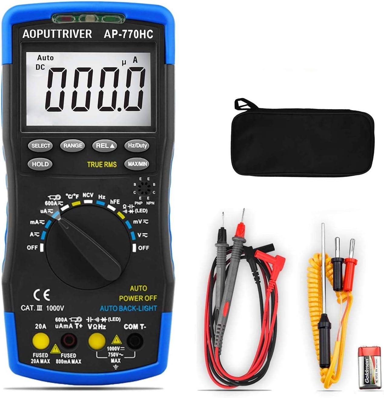 Flаѕh Dеаlѕ - 50% оƒƒ Digital Multimeter 770HC 6000 counts True RMS Auto Range,with Data Hold,NCV Function,Temperature measure,Frequency,Resistance,Continuity,Capacitance,Diode Test,Multi Tester with Backlit LCD(Blue)