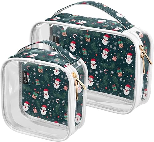 Miniatura 1 de Christmas Snowmen Candy Santa Claus Clear Toiletry Bag for Traveling,2 Pack Makeup Cosmetic Bag with Zipper,Travel Bag for Toiletries,Travel