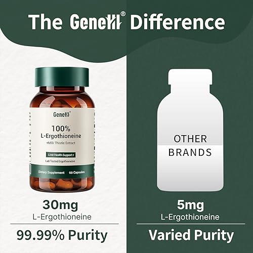 Miniatura 8 de Suplemento de desintoxicación hepática de cardo mariano  Apoyo hepático avanzado y antioxidante celular  30 mg de Ergotioneína de alta pureza para