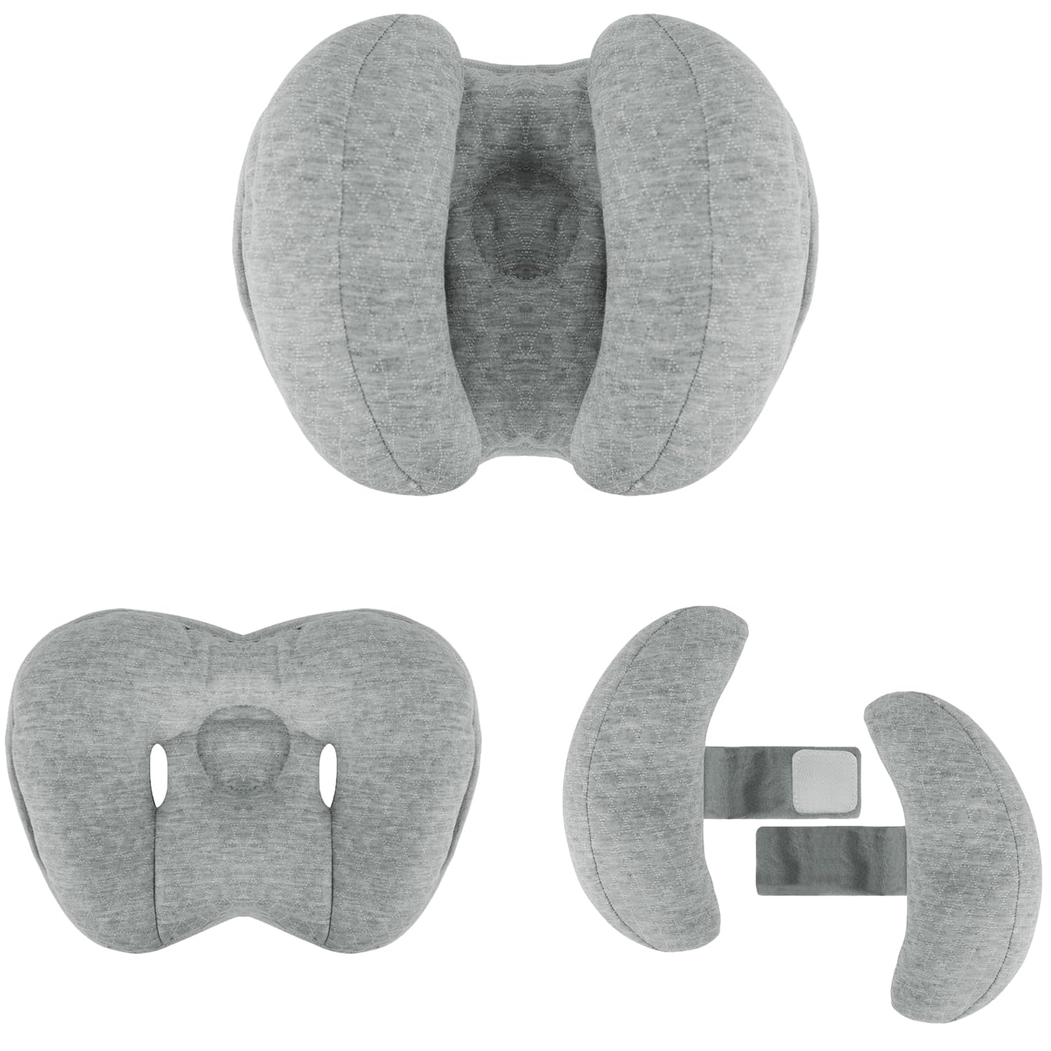 2 in 1 Baby Travel Pillow Banana Shape Neck Support Pillow Adjustable Baby Neck Head Support Soft Sleeping Rest Pillow for Car Pushchair Stroller Travelling Sleeping 3 to 12 Month(Grey)