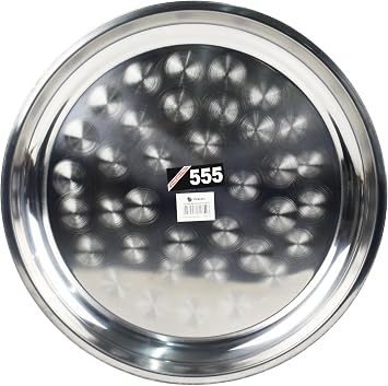 Catergold Stainless Steel Round Serving Tray Plate Food Serveing Catering Restaurant Steel Tray Dinner Platter 60 cm