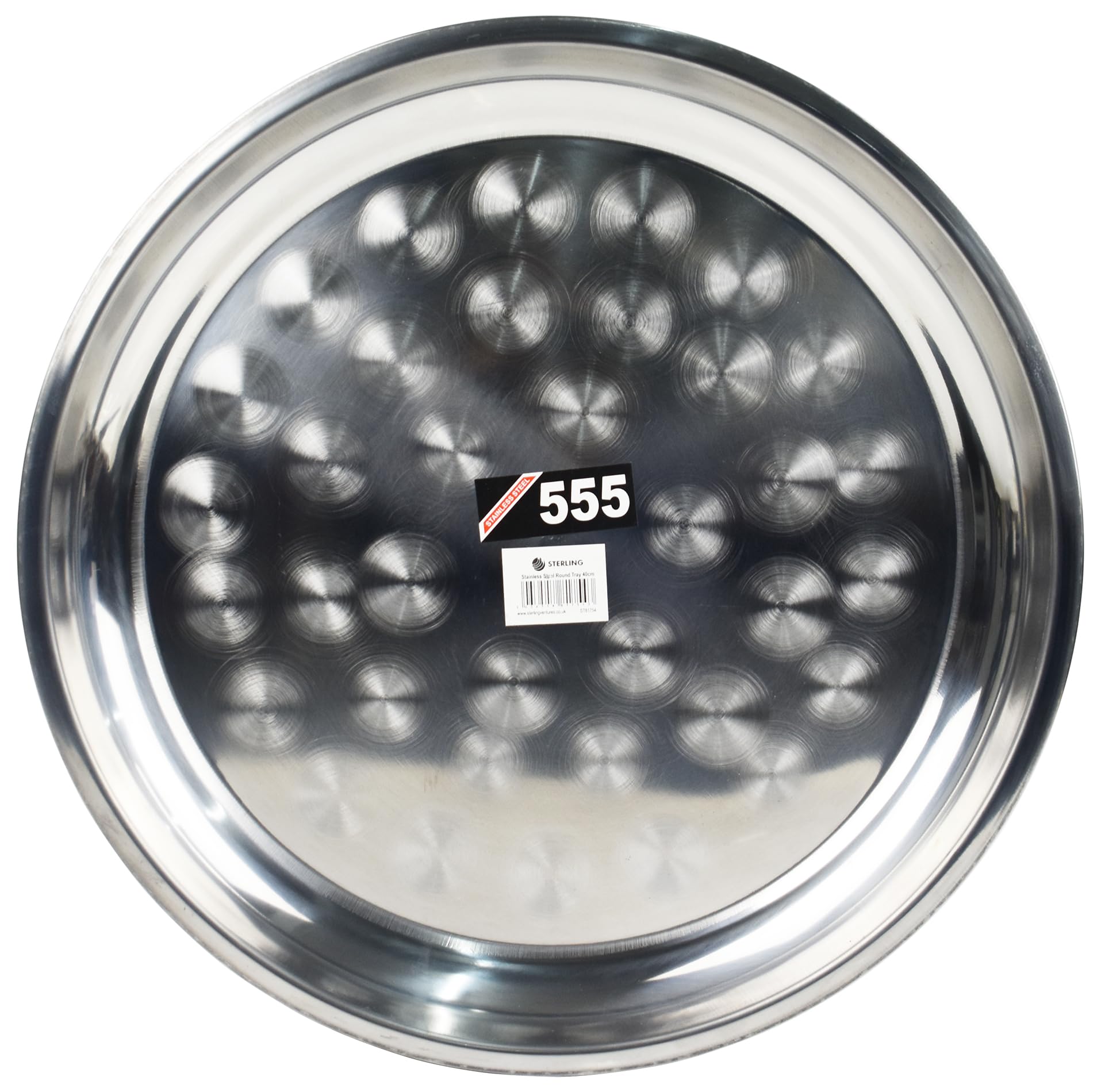 Catergold Stainless Steel Round Serving Tray Plate Food Serveing Catering Restaurant Steel Tray Dinner Platter (60 cm)