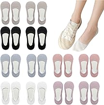 ZOCONE 12 Pairs Women's Plain Socks Short Elegant Invisible Non-Slip Socks No Show Socks Cotton Invisible Silk Socks for Spring Summer Autumn
