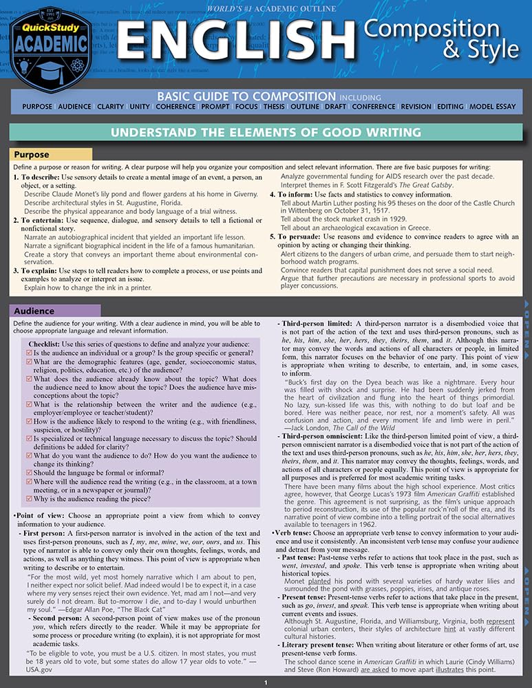 Amazon.com: English Composition & Style: a QuickStudy Laminated