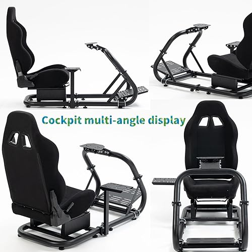 Miniatura 2 de Hottoby Racing Simulator Cockpit With Black Seat Fit for Logitech I Thrustmaster I FANATEC G29,G920,G923 T300 Shifter Platform Upgrade,Double Arm