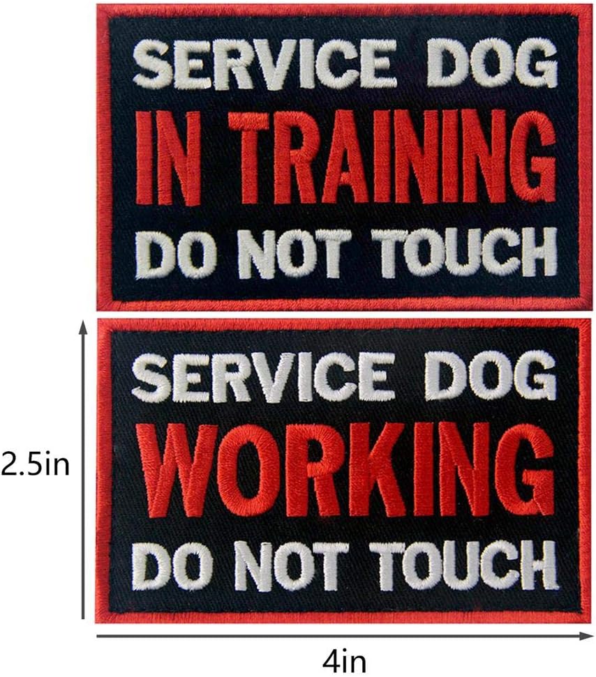 Service Dog in Training Working No Touch PTSD Do Not Distract Vest / Harnesses Morale Tactical Patch Embroidered Badge Fastener Hook & Loop Emblem, 6 Pcs